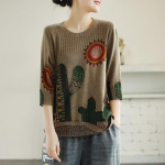 S&uuml;gisene kirjanduslik tr&uuml;kis lahtiselt kootud naiste kampsunriided vintage pullover kampsunid XXL