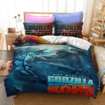 3D Prinditud Koletised G-Godzilla Voodipesukomplekt VS KingKongi Tekikoti Komplekt Padjap&uuml;&uuml;riga 2/3 tk Tekikatted &Uuml;heinimese, Kaheinimese, Kuninga suurused EU Single(135*200cm)3pcs gray