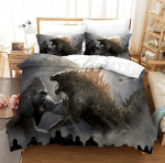 3D Prinditud Koletised G-Godzilla Voodipesukomplekt VS KingKongi Tekikoti Komplekt Padjap&uuml;&uuml;riga 2/3 tk Tekikatted &Uuml;heinimese, Kaheinimese, Kuninga suurused AU Single(140*210cm)3pcs
