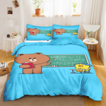 LINEFRIENDS Anime Kodu Magamistuba Tekk P&otilde;hjamaade pol&uuml;estermaterjal sobib lastele ja t&auml;iskasvanutele 3-osaline komplekt EU Single(135*200cm)3pcs