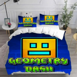 3D Geometry Dash Voodipesukomplektid Tekk Voodikate Tekikott Padjap&uuml;&uuml;ride Komplektid Magamistoa Kaunistus Kodutekstiilid EU Single(135*200cm)3pcs