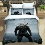 W-Witcher M&auml;ngu Prinditud Voodipesukomplektid Peen Tarvikute Komplekt Tekikott Vooditekk Voodipesukomplekt Luksuslik S&uuml;nnip&auml;evakingitus EU Single(135*200cm)3pcs