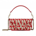 Valentino Loc&ograve; V logotr&uuml;kiga lapitehnika magnetilise kinnitusega vasikanahast baguette kott &otilde;lakott crossbody k&auml;ekott Naiste kotid Beež Punane W0B0L97JSQJ4A Basic Set (Bag+Dust Bag)