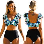 Kaheosaline boho ujumistrikoo, naiste vormiv komplekt, must Kaheosaline boho ujumistrikoo, naiste vormiv komplekt, must