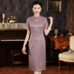 Elegantne heleroheline Qipao: K&otilde;rgetasemeline pidulik kleit peigmehe emale suvepulmadeks ja bankettideks 4XL