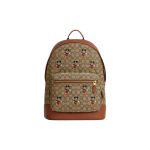 Coach X Disney koost&ouml;&ouml; Klassikaline monogramm Mickey prindiga T&otilde;mblukuga Sulgemine Kangas ja Nahk Seljakott Suured Unisex Seljakotid Khaki Pruun CL950-B4KM Basic Set (Bag+Dust Bag)