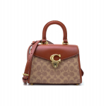 K&auml;ekott Coach Sammy 22 Klassikaline Monogramm Kuldse Logoga Lukk Klapp Nahast Naiste k&auml;ekotid Veinipunane Pruun CJ831-B4NQ4 Basic Set (Bag+Dust Bag)