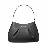 Michael Kors MK Enzo Volditud Nahast &Otilde;lakott Keskmine Naiste kotid Must Tumehall Pruun 30F3G6EL6L Black