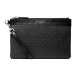 Michael Kors MK Adele Pikk Vintage Monogrammiga Tr&uuml;kitud Kunstnahast Sidur Meeste sidur Must 33F9LACU2B001 Basic Set (Bag+Dust Bag)
