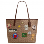 Coach X Peanuts City 33 Klassikaline logoga plaaster T&otilde;mblukuga kott Naiste kott Pruun-Kollane Pruun Segav&auml;rvi CBJ91-IMY3O Basic Set (Bag+Dust Bag)