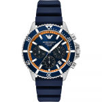 Emporio Armani World Explorer Tumesinine Tumesinine Silikoon Meeste P&auml;ikesetoitega Kvarts Kronograaf AR11696 tumesinine v&auml;rv
