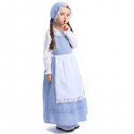 Lapsed T&uuml;drukud Draama Pastoraalne Talu T&uuml;drukpits Pikkade Varrukate Kleit P&otilde;ll M&uuml;ts Komplekt Lapsed Halloweeni Cosplay Kost&uuml;&uuml;mid Rollim&auml;ngu R&otilde;ivastus XXS sinine