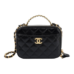 Chanel CC logo &otilde;&otilde;nes k&auml;epide teemantmustriga reljeefne veisenahast kettv&auml;ike meigikarp &otilde;lakott naistele must Shopping Bag Set(Basic Set+Shopping Bag) must