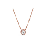 Pandora Klassikaline Elegantne 925 H&otilde;bedast Kaelakee Naiste kaelakee Roosakuldne 386240CZ Box