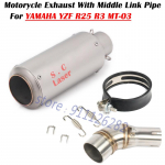 Libistage YAMAHA YZF-R3 R25 R3 MT-03 MT-25 mootorratta v&auml;ljalasketoru modifitseeritud s&uuml;steemi projekti summuti keskmise &uuml;hendustoruga A1