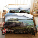 M&auml;ngumaailm World of Tanks Voodipesukomplekt &Uuml;heinimese Twin T&auml;iskasvanu Queen King Suurusega Voodikomplekt T&auml;iskasvanu Laste Magamistuba Tekikoti Komplektid Anime Voodi T&ouml;&ouml;riist 70x133cm 2pcs gray