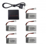 5 kaugjuhtimispuldiga lennuki akut 3,7V 550mAh, &uuml;hildub Sima Q11 H99W H31 H6C H98 H98 TR-C385-ga, koos laadijaga