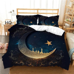 Disain Kuu T&auml;ht Voodipesu Komplekt Multikas Tekikott Kuningas Kuninganna Kahekohaline Luksuslik T&auml;iskasvanute Voodipesu ja Padjap&uuml;&uuml;r 135x200cm black