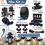 60W Udujahutus&uuml;steemi pumbakomplekt nutika taimeriga 0,8 mm peene pihustiga d&uuml;&uuml;sid 1/4 4/6 mm PE voolik Aia terrassi niisutuspihusti