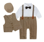 Poiste s&uuml;gis 2026 h&auml;rrasmehe vest-romper komplekt: Esimene s&uuml;nnip&auml;ev Formaalne riietus 66cm brown