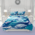 Marmorist tekikotikomplekt Marmorist voodipesukomplekt Sinine Kuld Abstraktne Tekstuur Laste Voodipesu Kahekohaline Queen Size King Size Pol&uuml;ester Tekikott EU single(135x200cm)