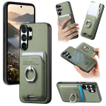 Luksuslik nahast kaardipesa hoidjaga telefoni&uuml;mbris Samsung S26 S25 Edge FE Ultra S24 Plus S23 S22 S21 jaoks, jalaga, kokkupandav kate Galaxy S22 5G roheline