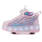 Valgustusega rullikud Lastele T&auml;iskasvanutele Kerged LED-rattad Sisse/V&auml;lja L&uuml;litiga Unisex Uisutamis-tossud Size 29, Insole Length 18.4cm roosakas