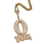 J&auml;&auml;ga kaunistatud 18K kullatud O BLOCK kirjat&auml;hega ripatsiga kaelakee meestele Streetwear Hip Hop Ehted Ganku Free 3mm 24-inch stainless steel twisted chain beige
