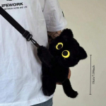 Musta kassi seljakotid Suured silmad Kutsika nukk Palus Kawaii pehmed loomad &Otilde;lakott Suure mahutavusega pehme m&auml;nguasi Moodne crossbody kott