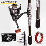 S&uuml;sinikust Lure &otilde;ngekomplekt ja rull, Mere&otilde;ngepulk, Teleskoop&otilde;ngepulk, Ketrusrull, Reisi&otilde;ngekomplekt mere- ja mageveep&uuml;&uuml;giks 1.8m fishing rod + 2000 fishing reel + fishing lin black