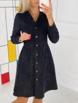 Naised S&uuml;gisvintage, soliidne velvetist pikkade varrukatega &uuml;herealine kleit V-kaelusega avarad s&auml;rgid kleidid vabaajakleit 2XL must