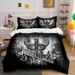 Judas Priest Steel Cross Disainiga Voodipesu Tekikott Komplekt Tekikott Padjap&uuml;&uuml;rid (1* Tekikott 2* Padjap&uuml;&uuml;ri, without tekikate) 135x200cm black