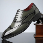 Uus Moodne Disainer Meeste Terava Otsaga Rohelised Valged Vabaaja Brogue Oxford Kingad Meessoost Pulmakleit Homecoming Pulmad Ametlikud Jalan&otilde;ud 45 gray