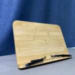 Bambusest lugemisalus Raamatutele Tahvelarvutitele Reguleeritava Nurga all Kaasaskantav Raamaturiiul Lauale Kinnitatav Book Stand 28x19.5x1cm blue