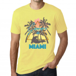 Meeste vintage T-s&auml;rk Graafiline T-s&auml;rk Summer Triangle Miami Pale Yellow XS kahvatu goldenrod v&auml;rv