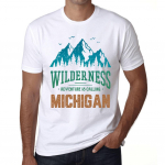 Meeste vintage T-s&auml;rk graafilise pildiga Metsik loodus Michigan Valge XS valge