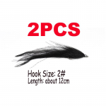 Bimoo 2PCS Suurus 2# Deceiver Black Saltwater Flies Pike Streamer Fly k&auml;rbsep&uuml;&uuml;giks k&auml;rbestega