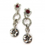 Les Tr&eacute;sors De Lily [C5255] - Boucles Cr&eacute;ateur 'Belle des Champs' Rouge Gris punane