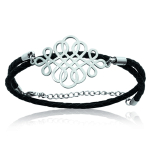 Les Tr&eacute;sors De Lily [N1793] - Bracelet 2 tours 'Chor&eacute;graphie' noir argent&eacute; (2 tours) - 45x26 mm h&otilde;be