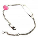 Les Tr&eacute;sors De Lily [P2318] - Gourmette Argent 'Bambino' rose argent&eacute; (coeur) rhodi&eacute; Heleroosa
