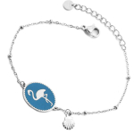 Les Tr&eacute;sors De Lily [Q2495] - Bracelet cr&eacute;ateur Acier 'Flamant Rose' turquoise argent&eacute; - 15x12 mm t&uuml;rkiissinine