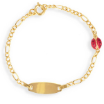 Les Tr&eacute;sors De Lily [Q4617] - Gourmette Plaqu&eacute; Or 'Bambino Chance' rouge dor&eacute; (coccinelle) - 15x7 mm punane