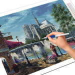 5D DIY Teemanttikandid T&auml;nava teemantmaaling Linn maastik Ristpistes Mosiak Seinakaunistus Full Round 20X30CM