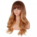 LiSi HAIR Long Ombre Helehall Pruun Kuld Lainekujuline Parukas Cosplay Party Ladies Daily S&uuml;nteetiline Parukas Suure tihedusega k&otilde;rge temperatuuriga vastupidav kiud
