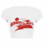 Vintage Casual punk Crop Top Y2k Aesthetic Graphic Print Valge l&uuml;hikeste varrukatega T-s&auml;rk Naiste t&auml;navar&otilde;ivad Harajuku Basic Tee Slim S valge