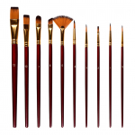 10 tk Pintslite komplekt Artist Paint Brush Mitme keskmise suurusega pintslid nailonist juustega kunstnikule veinipunane v&auml;rv