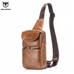 BULLCAPTAIN Uued multifunktsionaalsed messenger-kotid Meeste vabaaja kotid Short Trip Bag Retro rinnakott meestele Nahast kotid kollane
