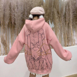 Streetwear Kawaii kapuuts naistele Winter Vintage Oversize dressipluus tr&uuml;kitud roosa naiste samet Anime Hoodie naiste soojad topid 4XL