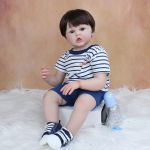 BZDOLL 60 cm pehmest silikoonist reborn mudilane poissnukk t&uuml;drukule 24 tolli riidest keha beebile armas s&uuml;nnip&auml;evakingitus m&auml;ngumaja m&auml;nguasi Brown eyes, 60cm doll