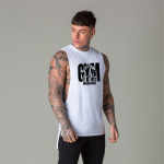 Muscleguysi isikup&auml;rastatud tr&uuml;kitud GYM Warriorsi puuvillane varrukateta T-s&auml;rk Hot stantsing j&otilde;usaaliriided Meeste kulturismi lahtised topid M must